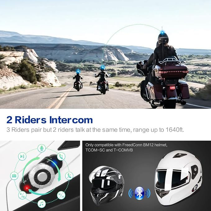 FreedConn BM2-S Bluetooth Motorcycle Helmet, Flip-Up Modular Motorbike Helmet - Image 2