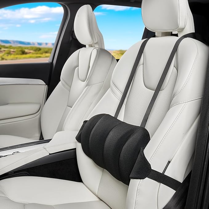 Lumbar Support Pillow for Car, Back Support for Car Seat Cushion, Adjustable by Unknown