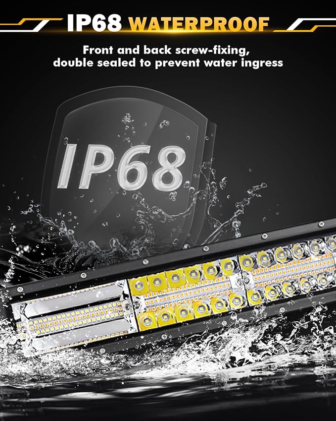 Auxbeam 42 Inch Curved LED Light Bar, 240W 6 Modes Amber White Strobe Fog Lights - Image 5