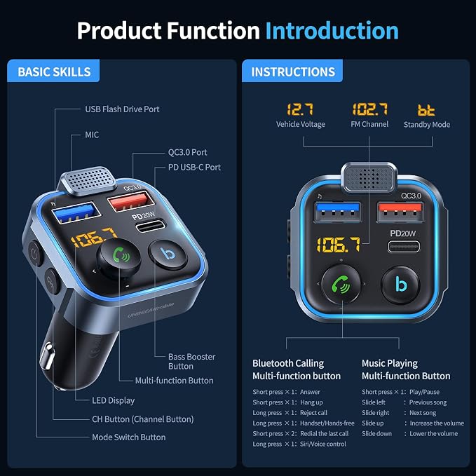 UNBREAKcable Bluetooth 5.3 FM Transmitter - Image 4