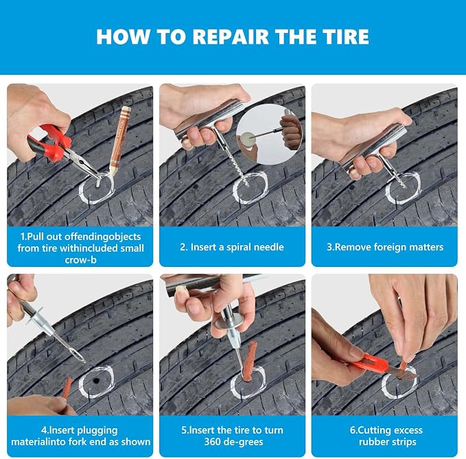 Tire Repair Kit, with Universal Tire Patch Kit to Plug Flats - Image 5