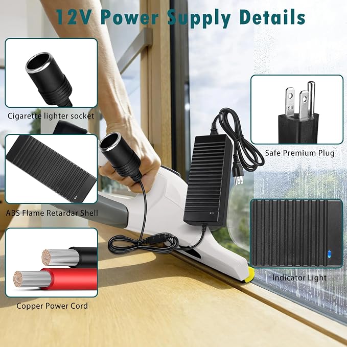 inShareplus 12V 120W 10A AC to DC Converter, 110V to 12V Cigarette Lighter - Image 4