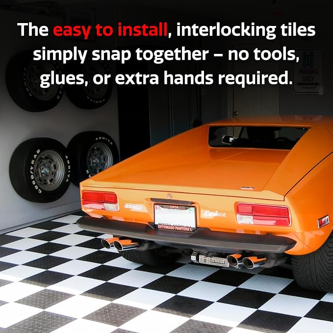 Big Floors RaceDeck Diamond Plate Design, Durable Interlocking Modular Garage - Image 5