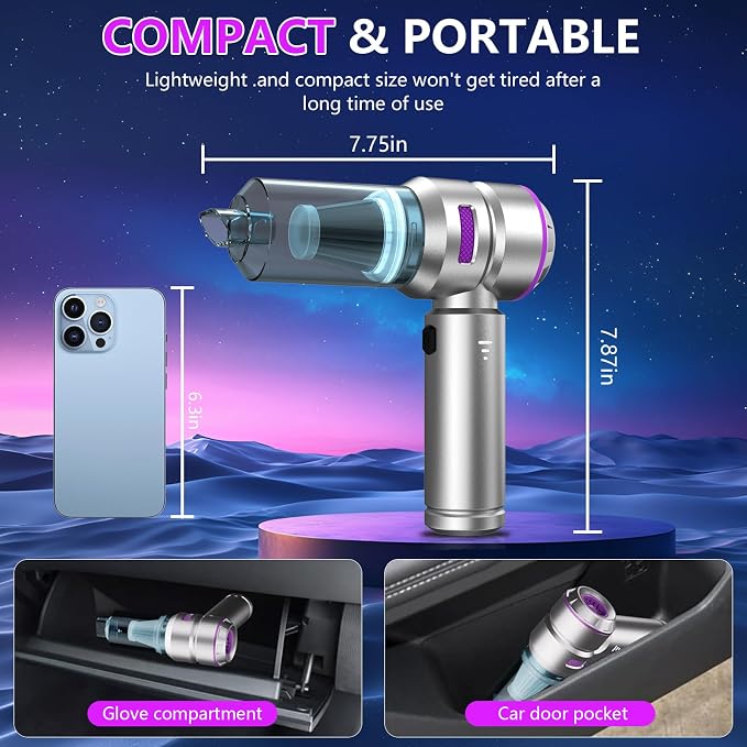 Car Vacuum, 4-in-1 Mini Cordless Vacuum Cleaner - Image 6