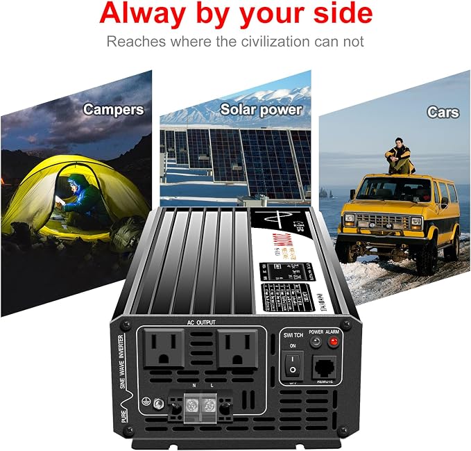 2000W Pure Sine Wave dc to ac Inverter Remote Switch DC 24V to AC 120V 60HZ - Image 9