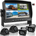 RV Backup Camera System with 7'' Quad Split 1080P Monitor by DOUXURY