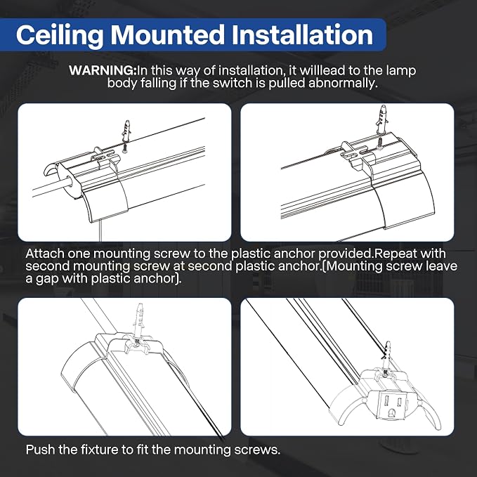 4-Pack 4ft Linkable Led Shop Light, Plug in Garage Lighting - Image 7
