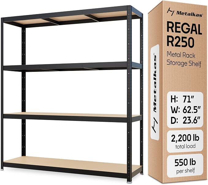 Storage Shelves: 5 Storage Shelves Heavy Duty w/ 2, 200 lb Total Load Capacity by Metalkas