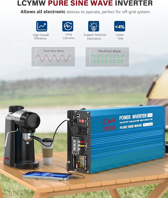 3000 Watt Inverter Pure Sine Wave DC 12V to 110V AC Power Inverters - Image 2