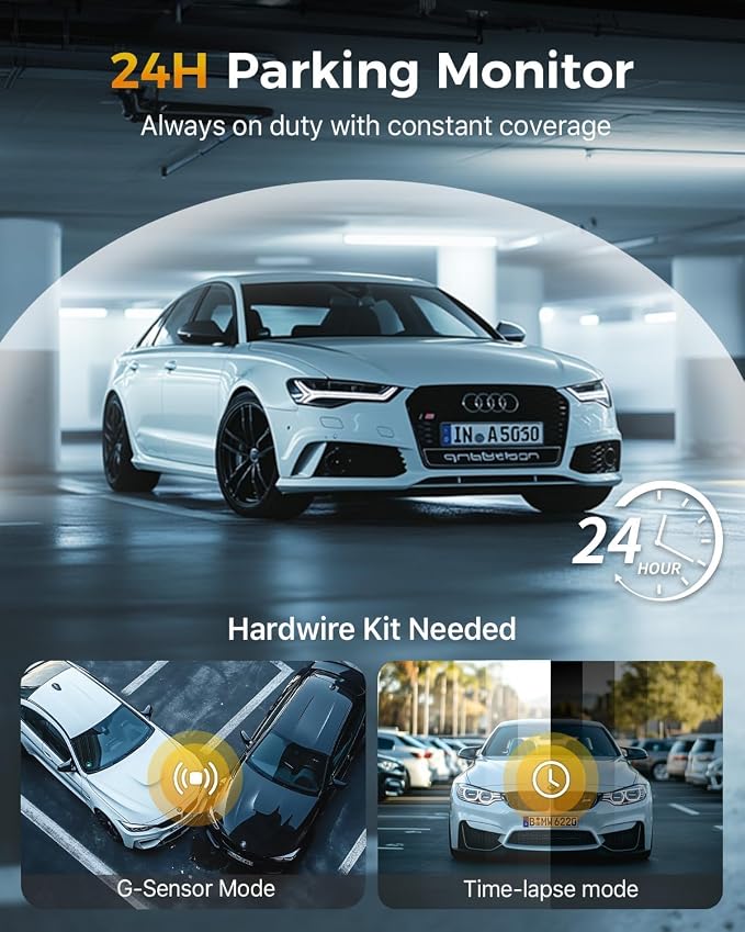 GKU 4K 3 Channel Dash Cam, 5.8GHz WiFi Built-in GPS, 4K+1080P+1080P Dash Cam - Image 5