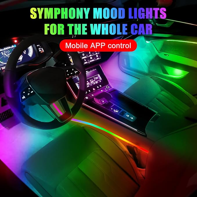 Dreamcolor Acrylic Interior Car Lights, 2 Piece 43.3inch/110cm 128 Colorful Car - Image 3