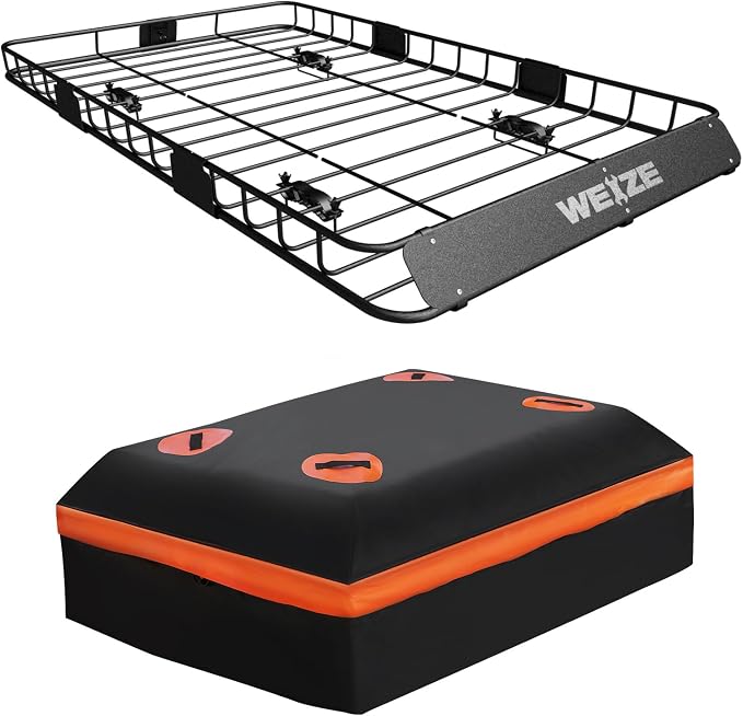 WEIZE 54" x 34" Heavy Duty Roof Rack, Rooftop Cargo Carrier Basket by WEIZE
