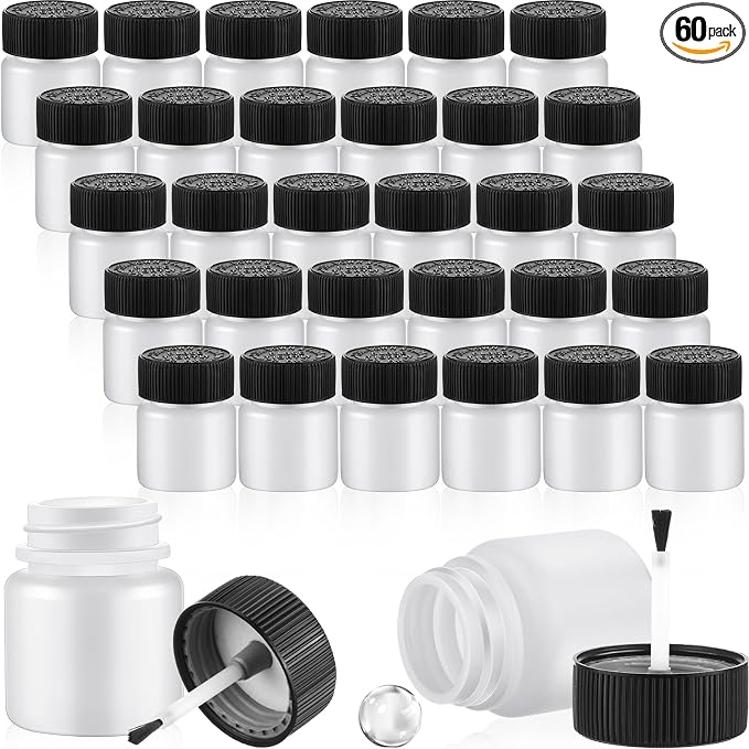 Maxcheck 60 Pcs Empty Touch Up Paint Bottles Container 1oz 30ml Reusable Small by Maxcheck