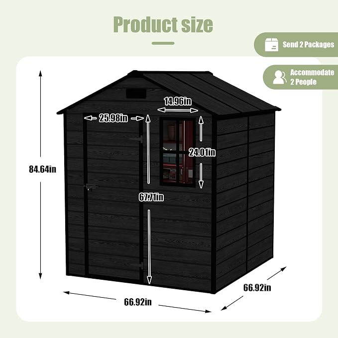 6x6 ft Outdoor Storage Shed, Garden Shed W/Window, Resin Storage Shed W/Air - Image 3