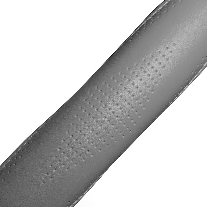 HAOKAY Top Grade Gray Genuine Leather Steering Wheel Cover Men Women, Luxury - Image 4