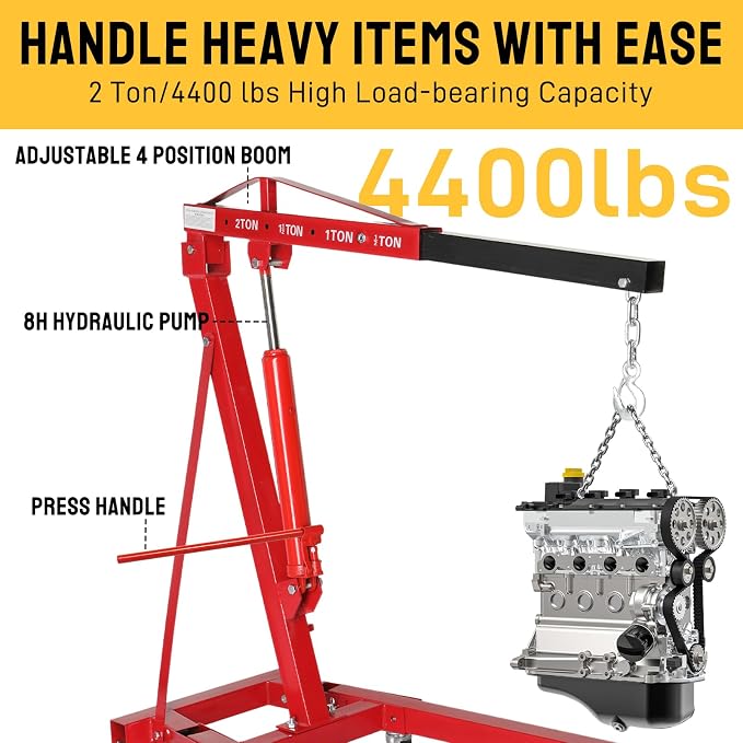 Thicken Engine Hoist 2 TON Folding Motor Hoist Hydraulic Cherry Picker 4000 lbs - Image 2