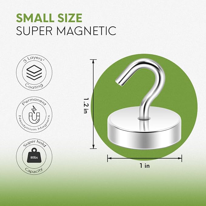 Neosmuk Magnetic Hooks, Cruise Ship Essentials, 80lb+ Heavy Duty Magnetic Hooks - Image 5