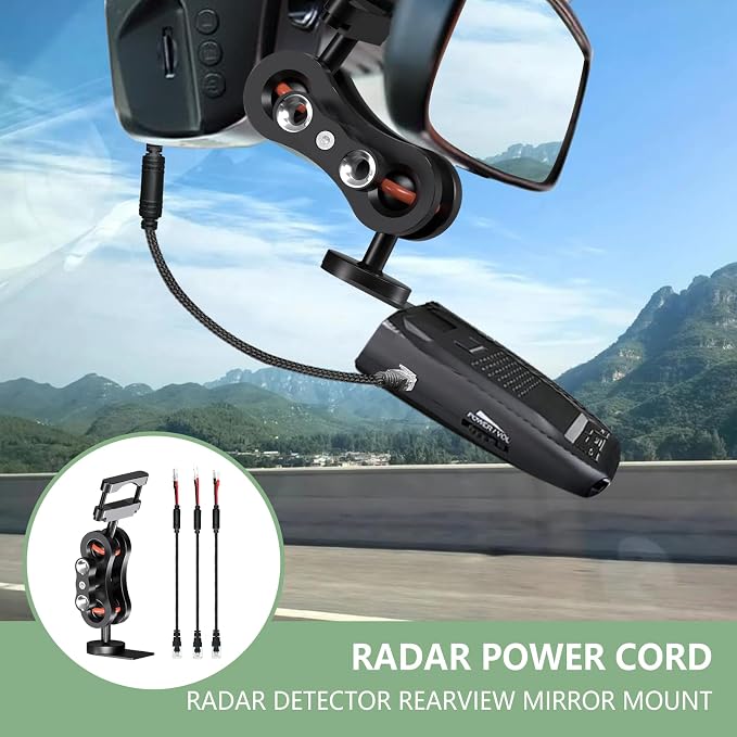 Radar Detector Rearview Mirror Mounting Bracket, 13.8" Radar Detector Hard Wire - Image 2