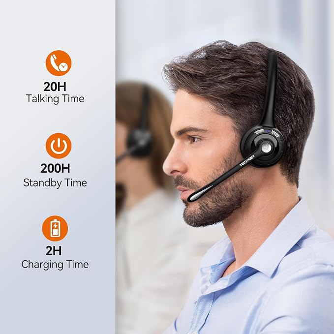 TECKNET Bluetooth Headphones Over Ear, 65 Hours Playtime and 3 EQ Modes - Image 5