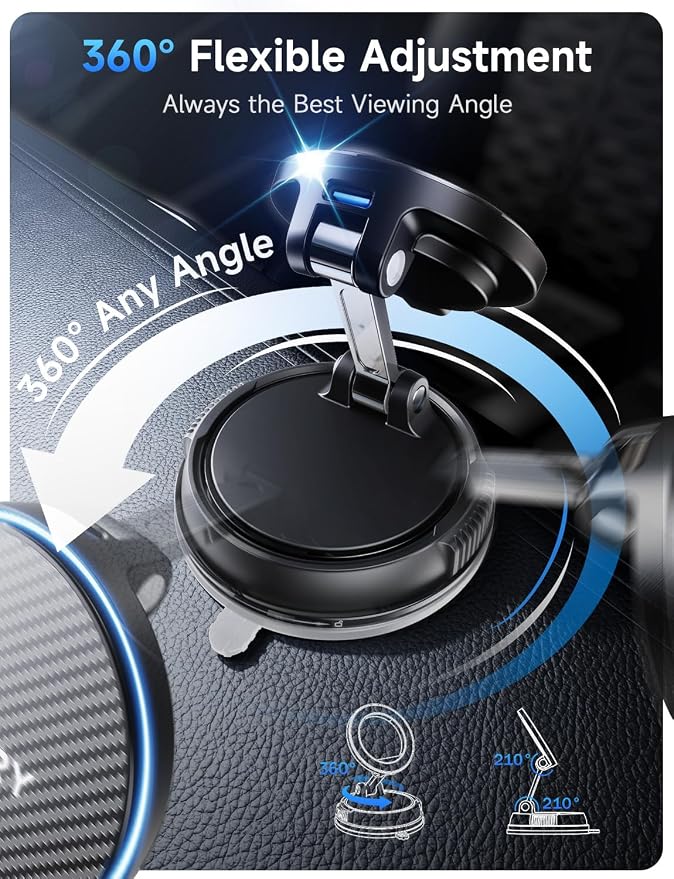 Only for iPhone Magsafe Car Mount Charger 360° Adjustable Car Phone Holder - Image 5