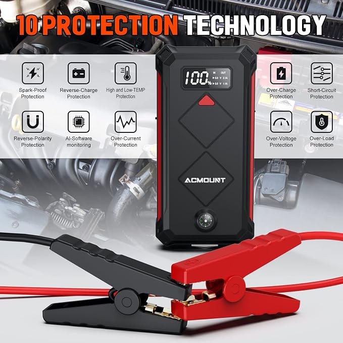 P100 Car Jump Starter, 5000A Peak Lithium Jump Starter Battery Pack - Image 4