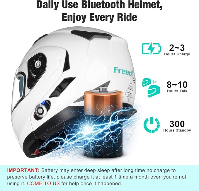 FreedConn BM2-S Bluetooth Motorcycle Helmet, Flip-Up Modular Motorbike Helmet - Image 6