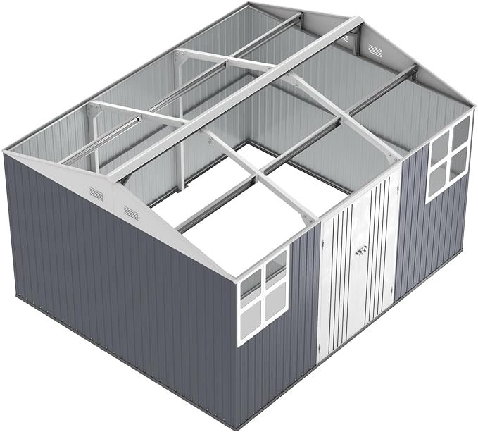 12x10 FT Metal Shed Heavy-Duty, Outdoor Storage Garden Sheds - Image 8