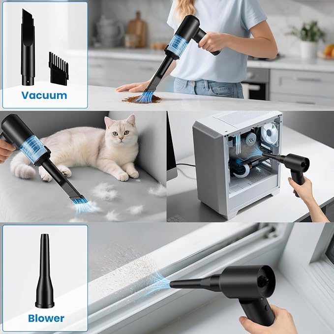 90° Foldable Car Vacuum Portable Cordless 16000PA, 4-in-1 Mini Vacuum Cleaner - Image 3