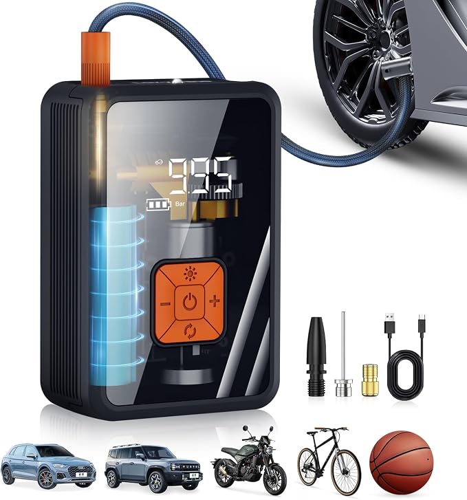 Portable Air Pump for Car Tires, 150 PSI Tire Inflator Cordless by LazyshineLazySunshine
