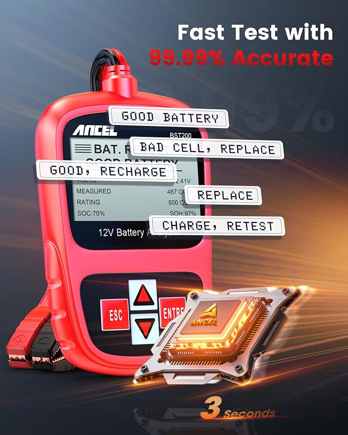 ANCEL BST200 Car Battery Tester 12V Automotive, 100-1100 CCA Battery Load - Image 4