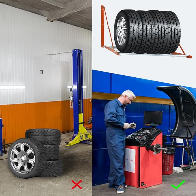 Foozet Heavy Duty Adjustable Wall Mounted Tire Rack - Image 6