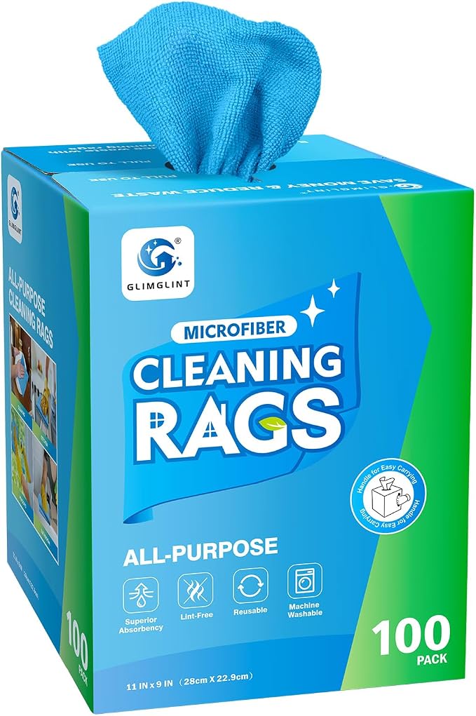 GLIMGLINT Microfiber Cleaning Cloth, 100 Pack Cleaning Rags, Ultra Absorbent by Unknown