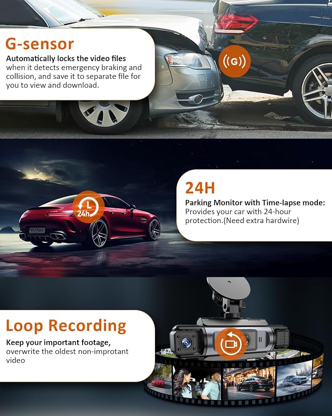 4 Channel WiFi Dash Cam with 32GB Card, 4 * 1080P Dash Camera - Image 6