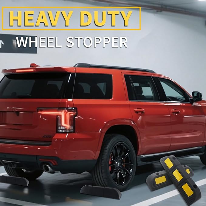 Parking Stopper for Garage Floor, Heavy Duty Rubber Car Wheel Curb Stoppers - Image 6