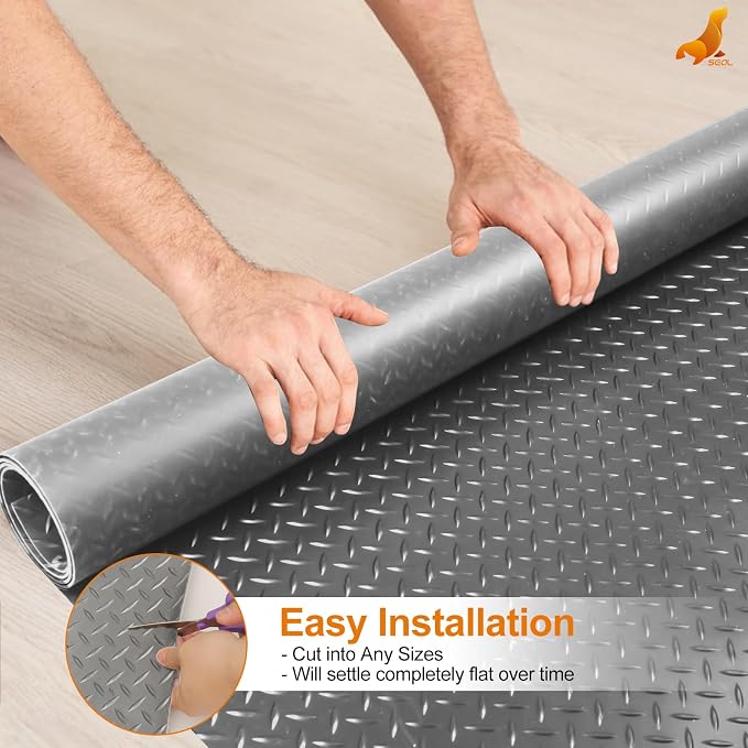 SEAL 6 x 10 Ft Premium Garage Floor Mat, Solid 2.8mm Thick Gray Commercial - Image 6