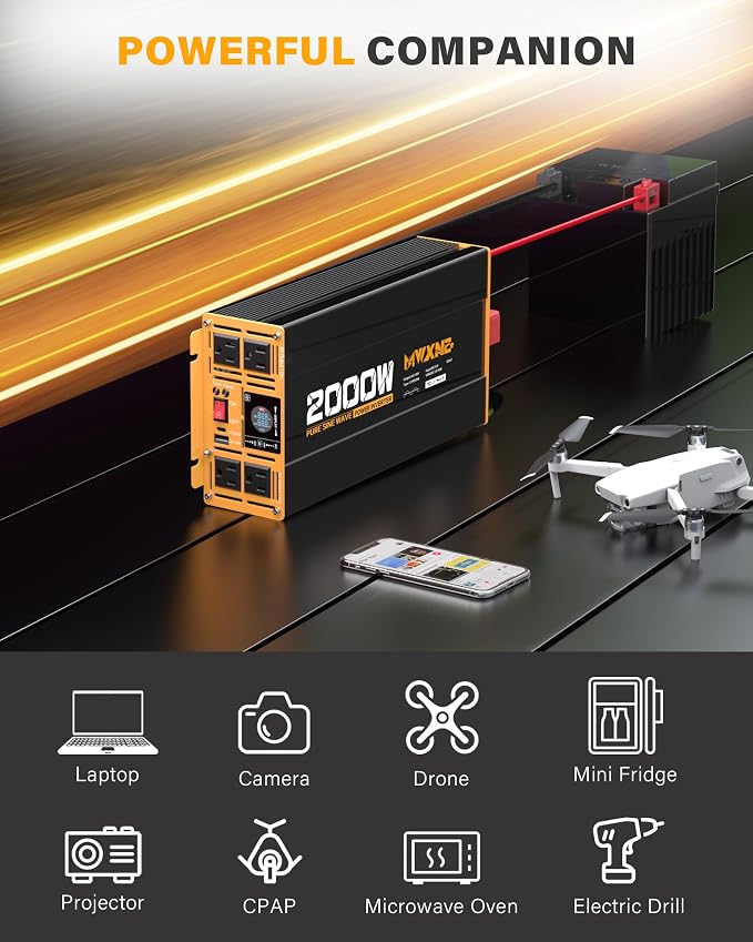2000W Pure Sine Wave Inverter 12V DC to 110V 120V AC Car Converter - Image 8