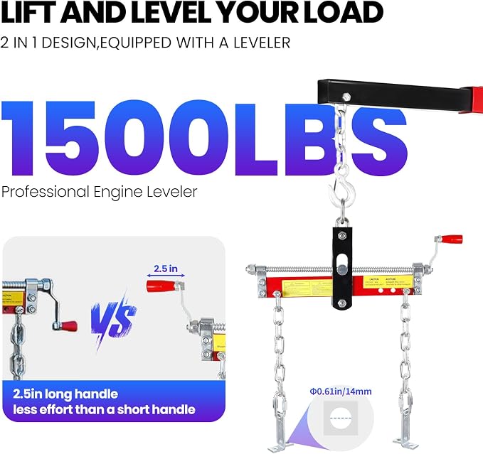 ​​Engine Lift, 2 Ton Engine Hoist Cherry Picker - Image 7