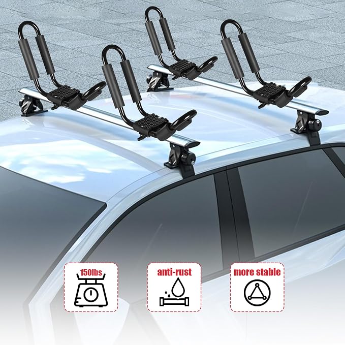 FORWODE Heavy Duty Kayak Roof Rack, 2 Pair J-Bar Kayak Rack - Image 6