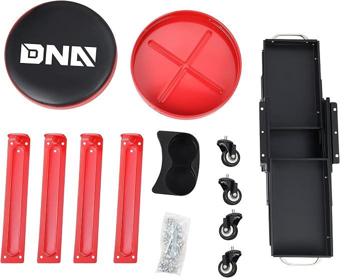 DNA Motoring TOOLS-00197 Round Mechanics Roller Seat Creeper Stool - Image 6