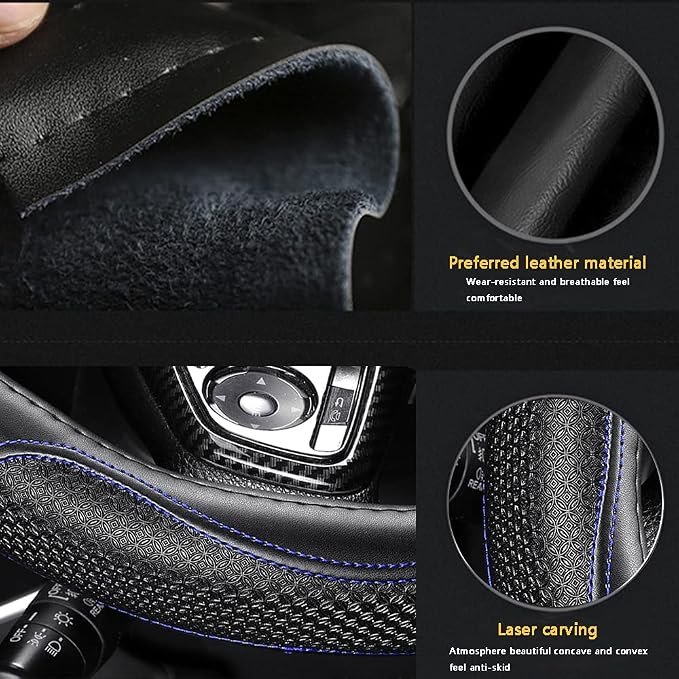 Leather Car Steering Wheel Cover 15 inch Universal Fit Microfiber Steering - Image 6