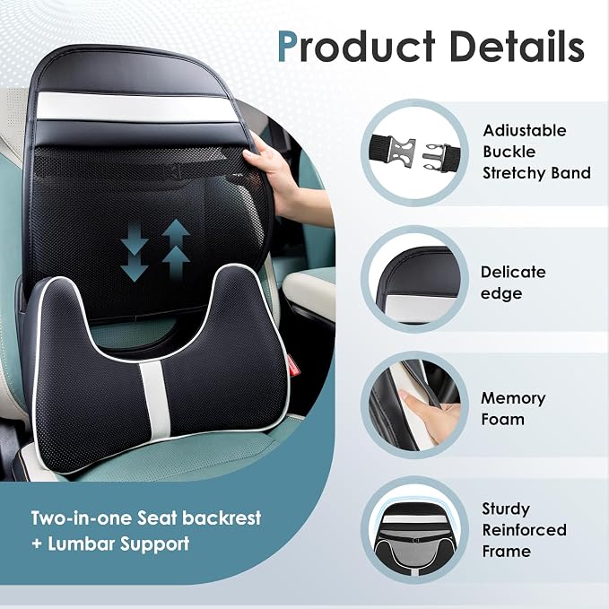 FLORICH Double Layer Breathable Mesh Lumbar Support Ergonomic Leather Lumbar - Image 2