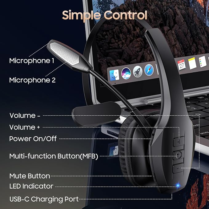Trucker Bluetooth Headset, Wireless Headset - Image 8