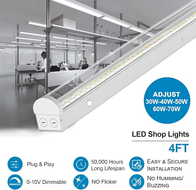4FT LED Linear Strip Light, Super Bright 4 Foot LED Shop Lights 70W 60W 50W 40W - Image 2