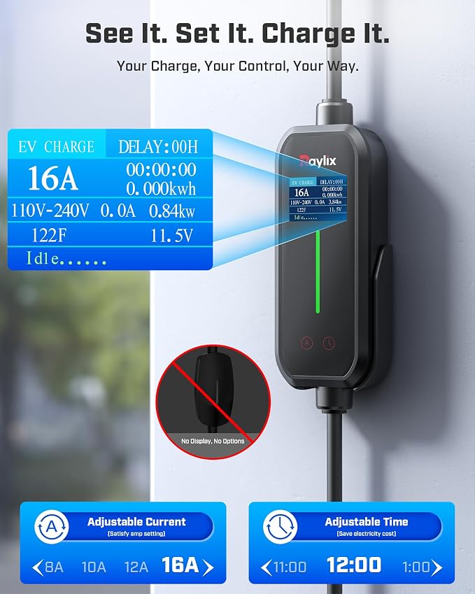 2025 Upgraded Level 1&2 Tesla Charger, 8-16A Adjustable Current, Timer & Smart - Image 3