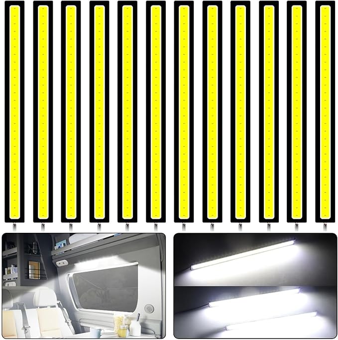 Linkstyle 12PCS 12V LED Interior Light Bar, Waterproof 28 LEDs COB Strip Light by Linkstyle