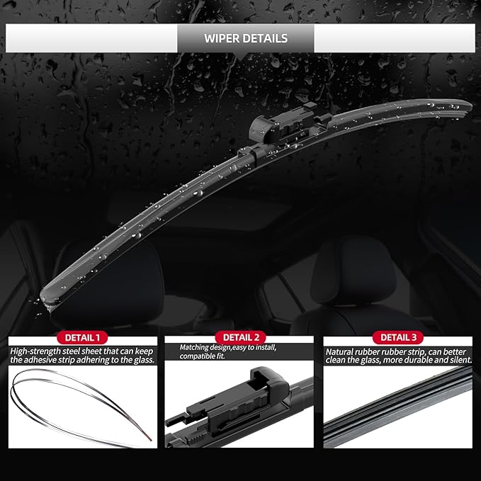 Replacement for BMW X1 2009-2015 Windshield Wiper Blades, 3 Pieces of Car Front - Image 4