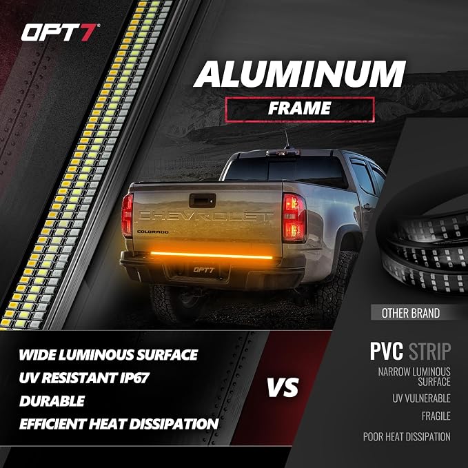 OPT7 48" Redline Triple Row LED Tailgate Light Bar w/Sequential Amber Turn - Image 4