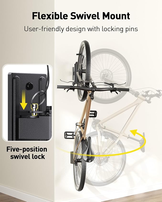 AM alphamount Swivel Bike Wall Mount, Metal Wall Bike Rack - Image 2