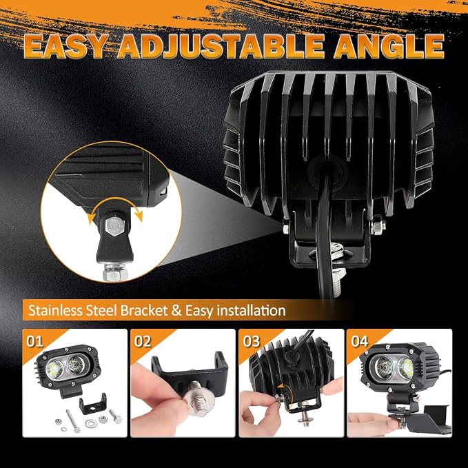 Auxbeam 4 Inch LED Pod, Square Pod Light - Image 5