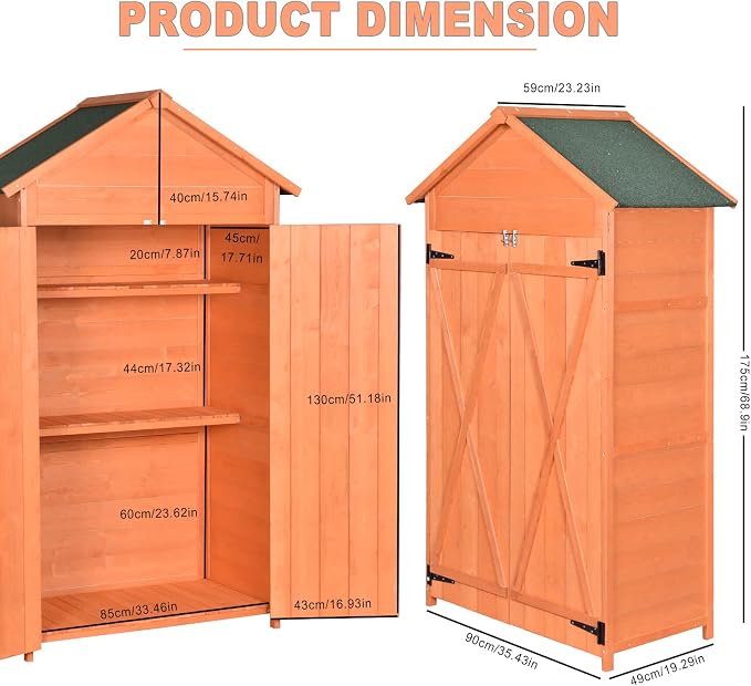 Wooden Tool Shed Large Outdoor Storage Cabinet & Garden Storage Shed - Image 4